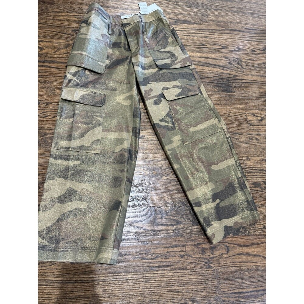 The Noli Shop Camouflage Cargo Pants Size 10 Wide Leg Subtle Sheen Luster NWT - Picture 7 of 10